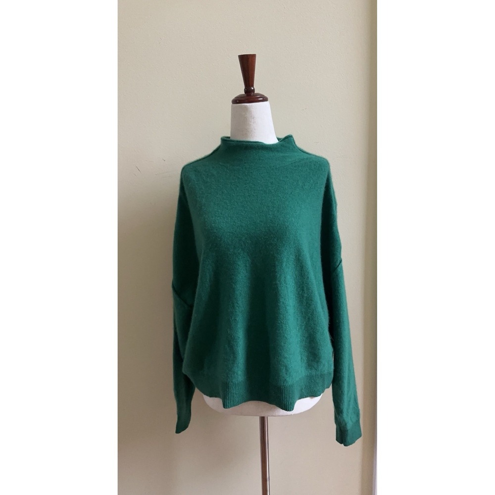 Pilcro Anthropologie Alani 100% Cashmere Mock Neck Cropped Sweater Green Size M - Picture 2 of 8